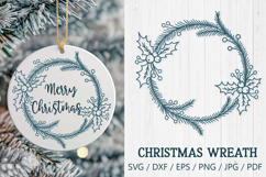 Christmas Wreath SVG | Holly Leaves and Pine Branch Frame Product Image 1