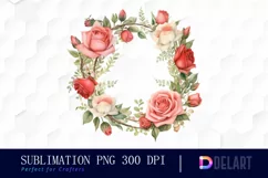 Watercolor Vintage Valentine Rose Clipart, Sublimation Art Product Image 1