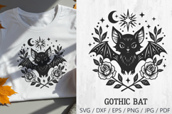 Gothic Bat with Roses SVG and PNG Clipart Product Image 1