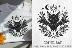 Gothic Bat with Roses SVG and PNG Clipart Product Image 1