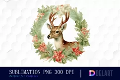 Watercolor Vintage Christmas Reindeer Clipart Image Product Image 1