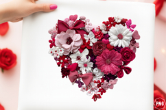 Valentine Heart PNG, Cozy Yarn Bow Heart Design, Preppy Pink Product Image 1