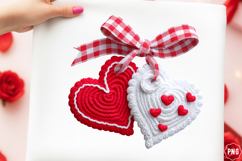 Faux Crochet Cherry LOVE Yarn embroidery Png, Trendy Valent Product Image 1