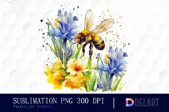 Watercolor Spring Meadow Honey Bee PNG Clipart Product Image 1