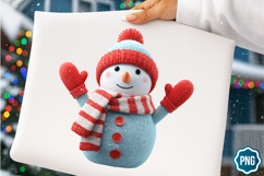 Christmas Faux Yarn Crochet Snowman PNG, Snowman PNG Product Image 1