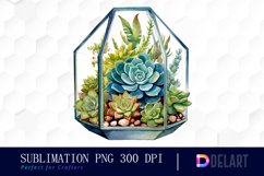 Watercolor Succulent Terrarium Glass Box Clipart Product Image 1