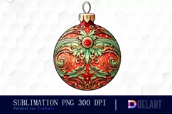 Watercolor Retro Christmas Ornament PNG Clipart Product Image 1