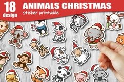 Animals christmas printable sticker bundle, christmas bundle Product Image 1