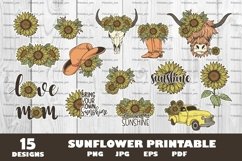 Sunflower printable bundle, Sunflower png Product Image 1