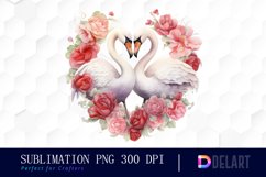 Watercolor Swan Couple Clipart, Sublimation Clipart Product Image 1