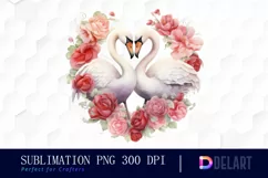 Watercolor Swan Couple Clipart, Sublimation Clipart Product Image 1
