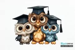 Graduation Owl Friends Sublimation PNG Clipart Product Image 1