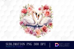 Watercolor Swan Couple Clipart, Sublimation Clipart Product Image 1