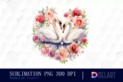 Watercolor Swan Couple Clipart, Sublimation Clipart Product Image 1