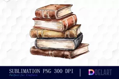 Watercolor Brown Color Stacked Books Clipart Design Product Image 1