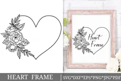 Floral Wreath Svg Cut File. Heart Flowers Frame Png Clipart. Product Image 2