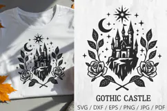 Gothic Castle Moon and Stars SVG and PNG Clipart Product Image 1