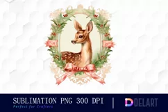 Watercolor Vintage Christmas Reindeer Clipart Design Product Image 1