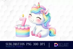 Watercolor Unicorn Birthday with Candle Clipart PNG Product Image 1
