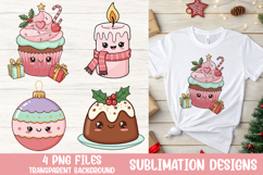 Christmas Cupcake, Candle, Bauble, Pudding PNG Sublimation Product Image 1