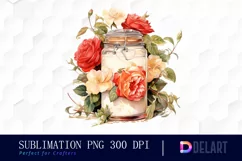 Watercolor Vintage Valentine Rose Clipart, Sublimation Art Product Image 1