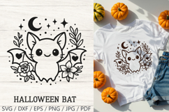 Cute Bat Halloween SVG Cut File| Kawaii Spooky PNG Clipart Product Image 1