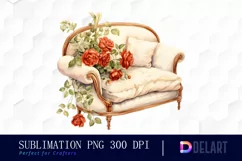 Watercolor Vintage Valentine Rose Clipart, Sublimation Art Product Image 1