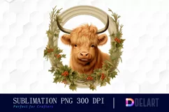 Watercolor Vintage Highland Cow Clipart Fun Product Image 1