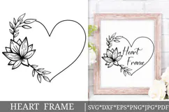 Floral Wreath Svg Cut File. Heart Lotus Frame Png Clipart. Product Image 1