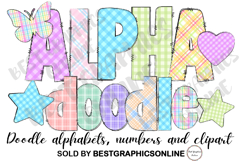 Plaid Alphabet Doodle Letters and Numbers, Easter Letters Product Image 1