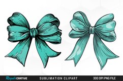 Watercolor Teal Bow Illustration PNG Clipart Product Image 1