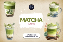 Matcha Latte Clipart Bundle 4 PNG Product Image 1