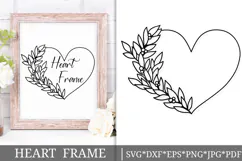 Floral Wreath Svg Cut File. Heart Leaves Laurel Frame Png. Product Image 1