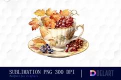 Watercolor Vintage Autumn Tea Cup Party Clipart Product Image 1