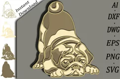 Pug Dog Multilayer Svg/3d Layered Dog/Pug Dog Plywood cut Product Image 1