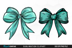 Watercolor Teal Bow Illustration PNG Clipart Product Image 1