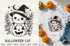 Kawaii Cat in Pumpkin SVG Cut File| Cute Halloween PNG Clipa Product Image 1