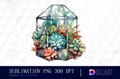 Watercolor Succulent Terrarium Glass Box Clipart Image Product Image 1