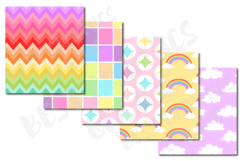 30 Rainbow Stripes Digital Papers Set, Unicorn Rainbow Paper Product Image 2