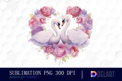 Watercolor Swan Couple Clipart, Sublimation Clipart Product Image 1