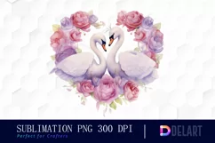 Watercolor Swan Couple Clipart, Sublimation Clipart Product Image 1