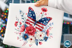 4th of July Floral Butterfly Sublimation clipart/6 Designs Product Image 6