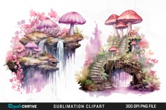 Watercolor Mushroom House Clipart Set Product Image 1