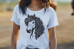 Curly Mane Horse Head SVG | Western Line Art Design Product Image 2