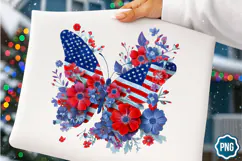 4th of July Floral Butterfly Sublimation clipart/6 Designs Product Image 7