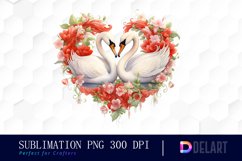 Watercolor Swan Couple Clipart, Sublimation Clipart Product Image 1