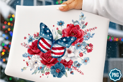 4th of July Floral Butterfly Sublimation clipart Product Image 1