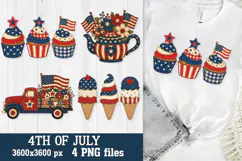 Patriotic Ice Cream & Treats 4th of July Patchwork PNG Files Product Image 2