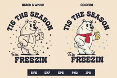 Retro Bear,Tis the season to bee freezin , svg & sublimation Product Image 1