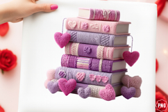 Crochet Yarn Valentine colored books clipart Product Image 1